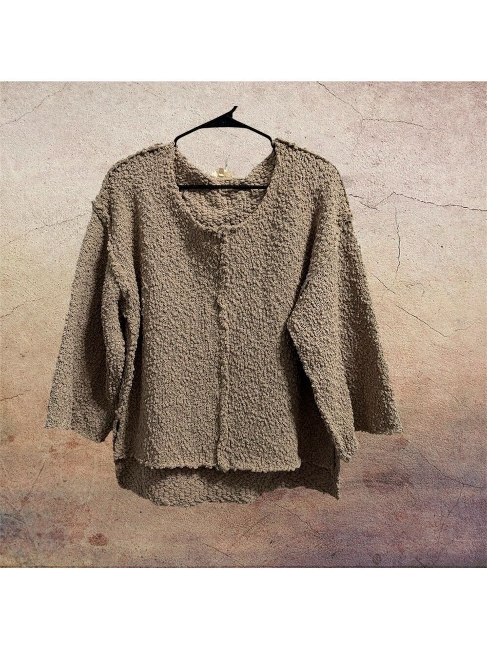 entro Chunky Knit Poncho Style Sweater in Taupe size M